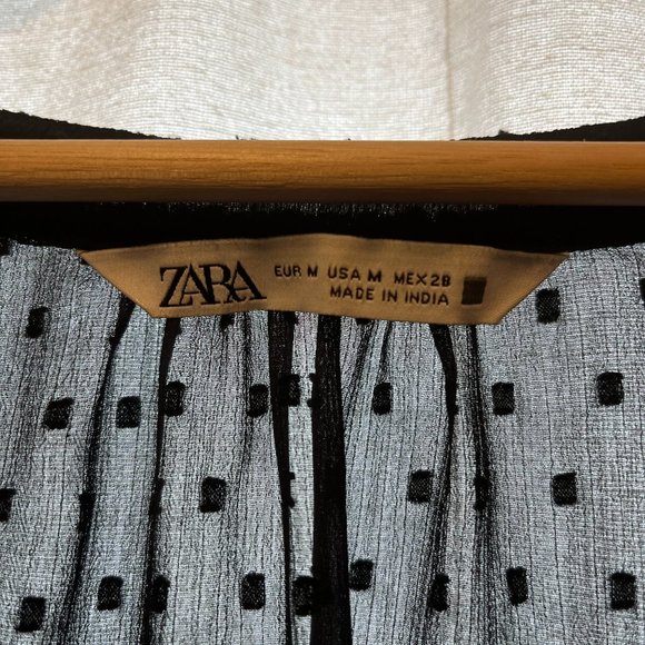 Zara dotted mesh, sheer blouse with detailing size M, EUC! - Picture 2 of 4